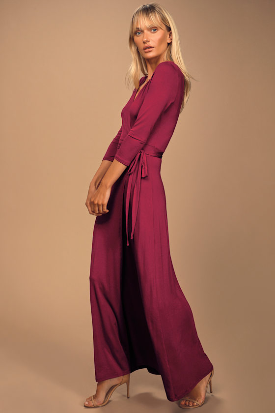 Lovely Berry Red Maxi Dress Wrap Dress Wrap Maxi Dress Lulus