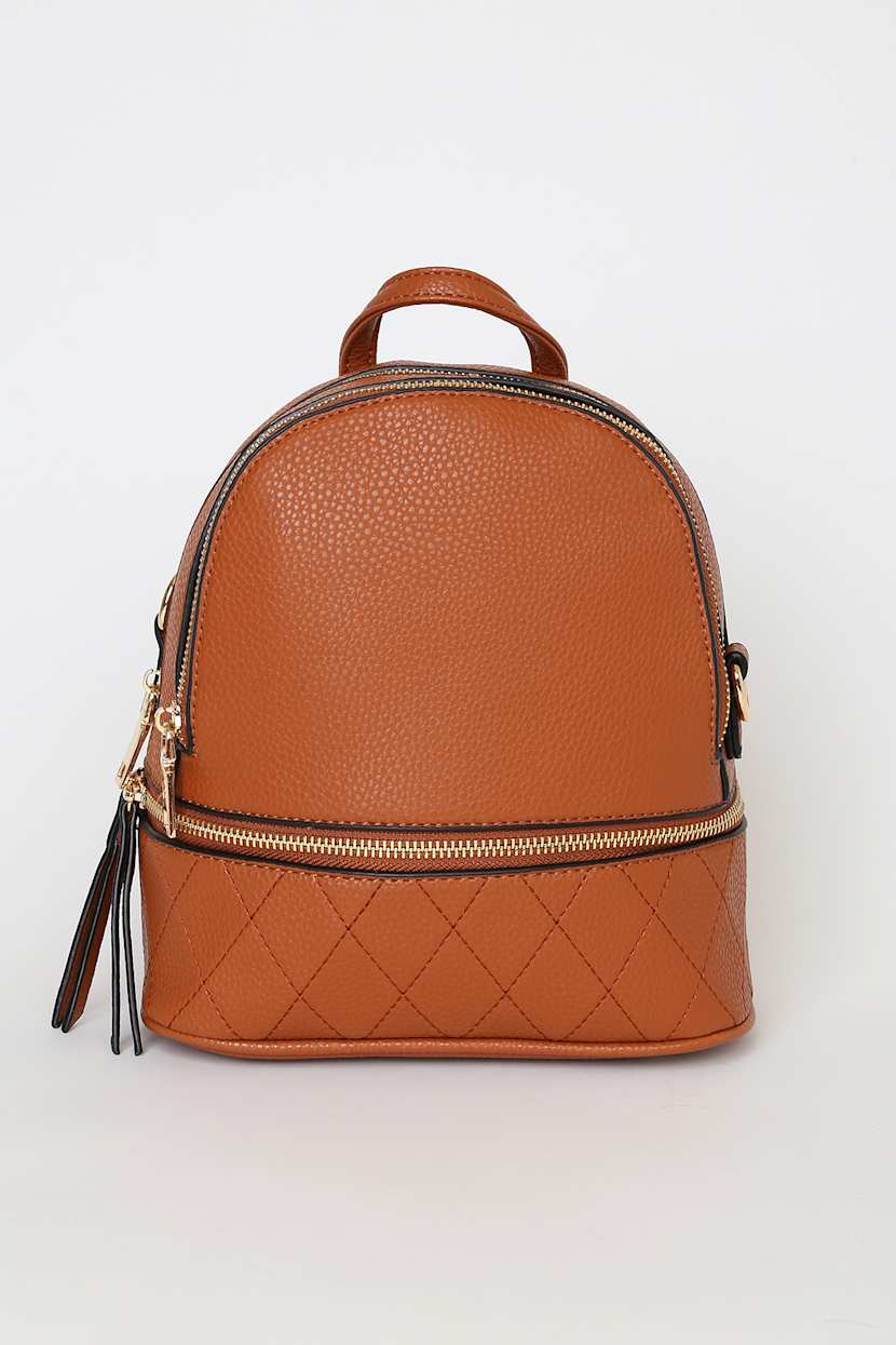 NWT Lulus Convertible Mini Backpack Purse – Tan Brown Faux Leather 12288901_2566511.jpg main image 2