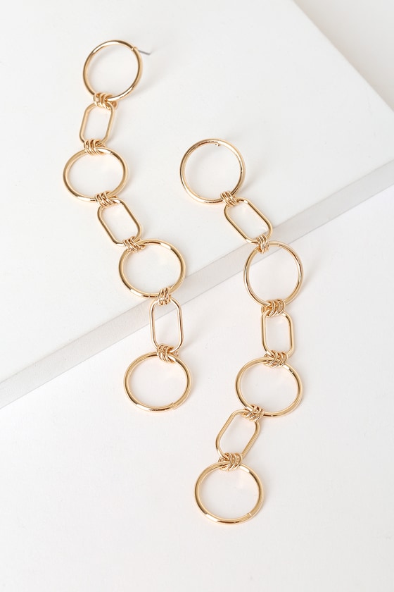 Gold Drop Earrings - Gold Chain Link Earrings - Cute Earrings - Lulus