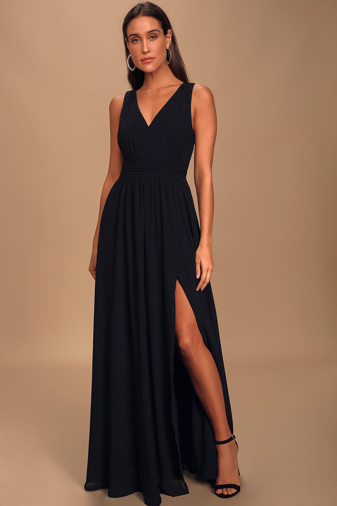 Thoughts of Hue Black Surplice Maxi Dress