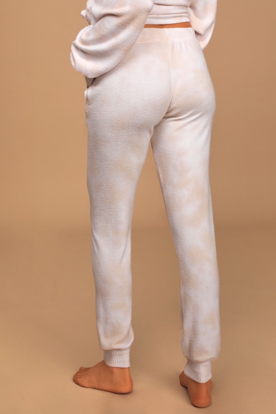 Cuddle Up Cutie Beige Tie-Dye Fleece Joggers 6