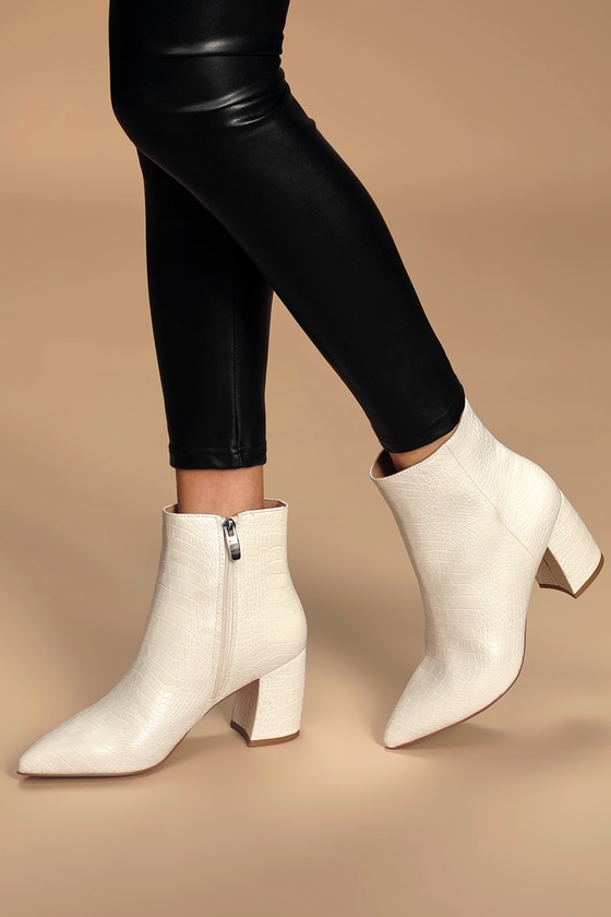 white crocodile booties