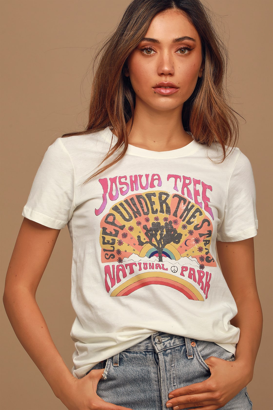 Joshua Tree Under the Stars Ivory Vintage Graphic Tee