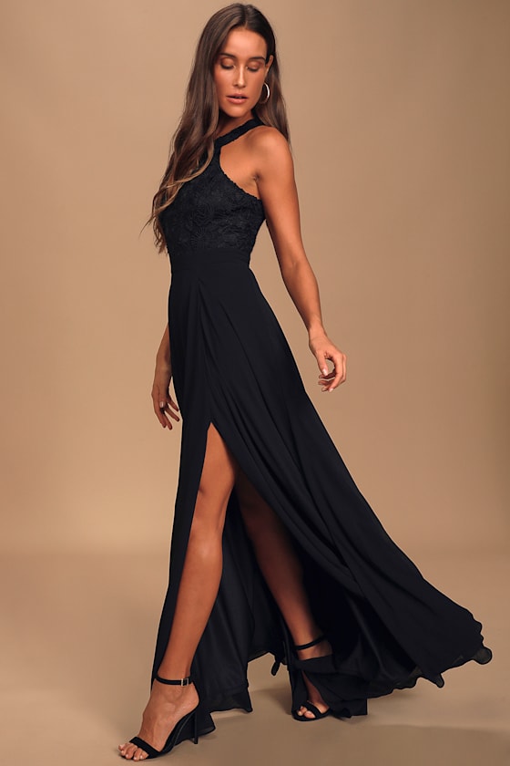 Picture Perfect Black Lace Maxi Dress 3