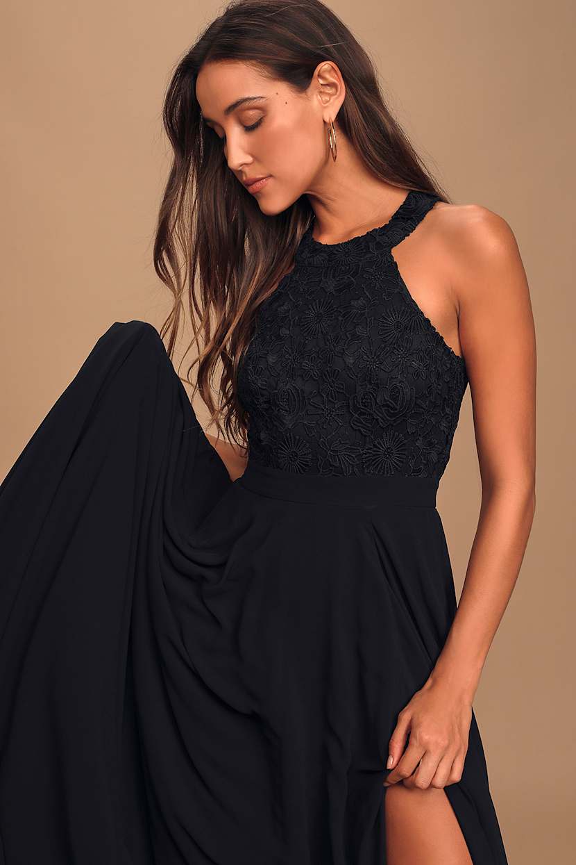 Elegant Black Maxi Dress - Lace Dress - Halter Maxi Dress - Lulus Elegant Black Maxi Dress - Lace Dress - Halter Maxi Dress - Lulus