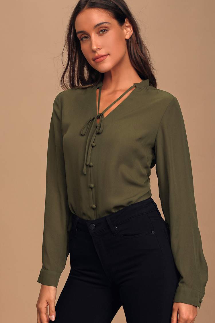 green olive blouse