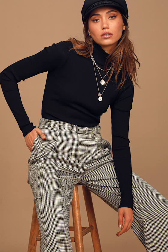 Moon River Brown Trouser Pants Houndstooth Pants Office Pants Lulus