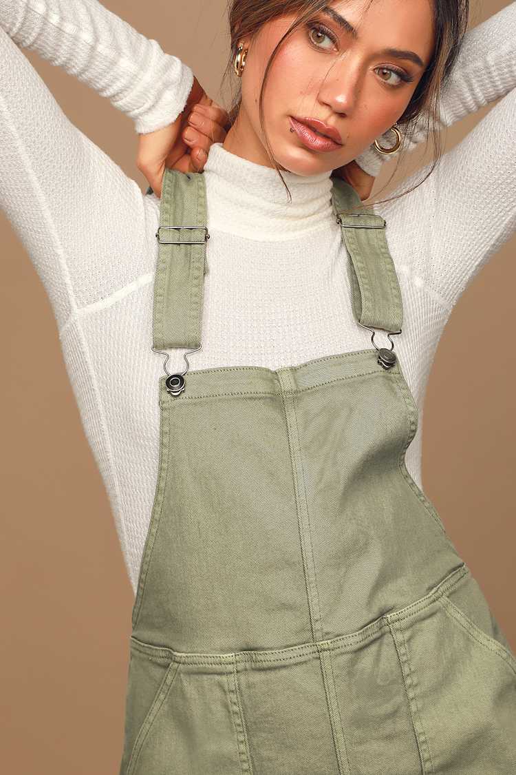 dark green dress amazon Green Corduroy Overall Dress main image 0