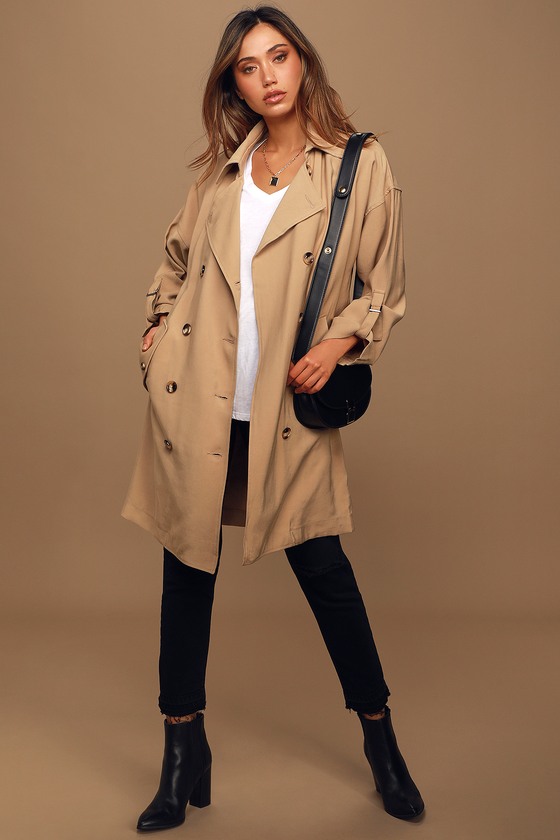 Adventuresome Beige Double Breasted Trench Coat