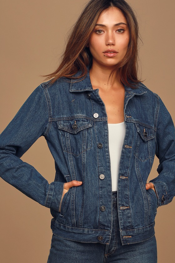 Oversized Denim Jacket - Dark Wash Denim Jacket - Jean Jacket - Lulus