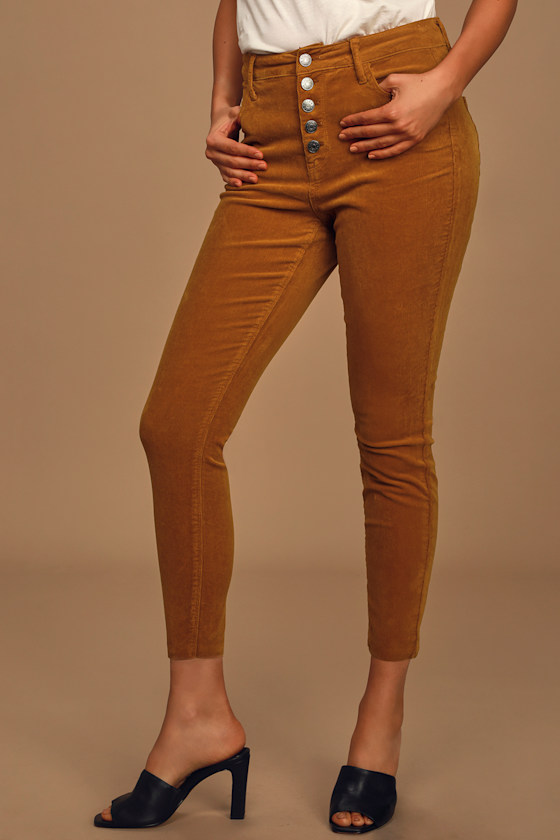 Gold Medal Golden Yellow Corduroy High-Rise Skinny Jeans 3