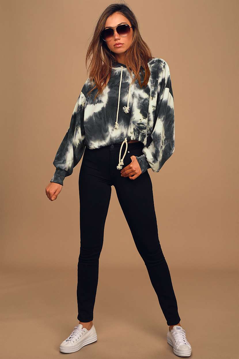 Cute Black and White Tie-Dye Hoodie - Tie-Dye Pullover Hoodie - Lulus