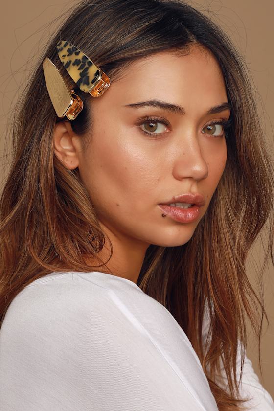 Hair Pin Set Alligator Hair Clips Gold and Tortoise Hair Pins Lulus