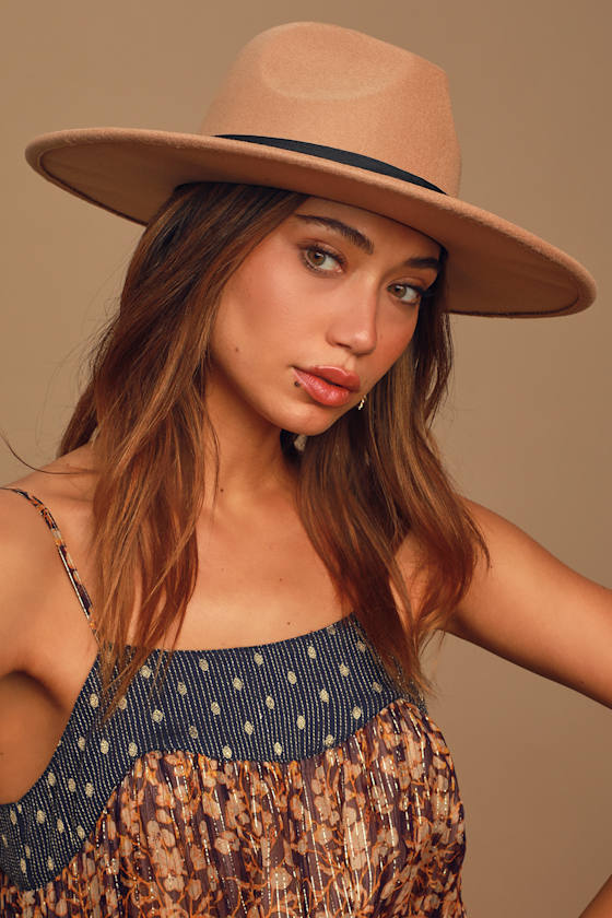 Chic Tan Hat Sun Hat Fedora Hat Oversized Fedora Hat Lulus