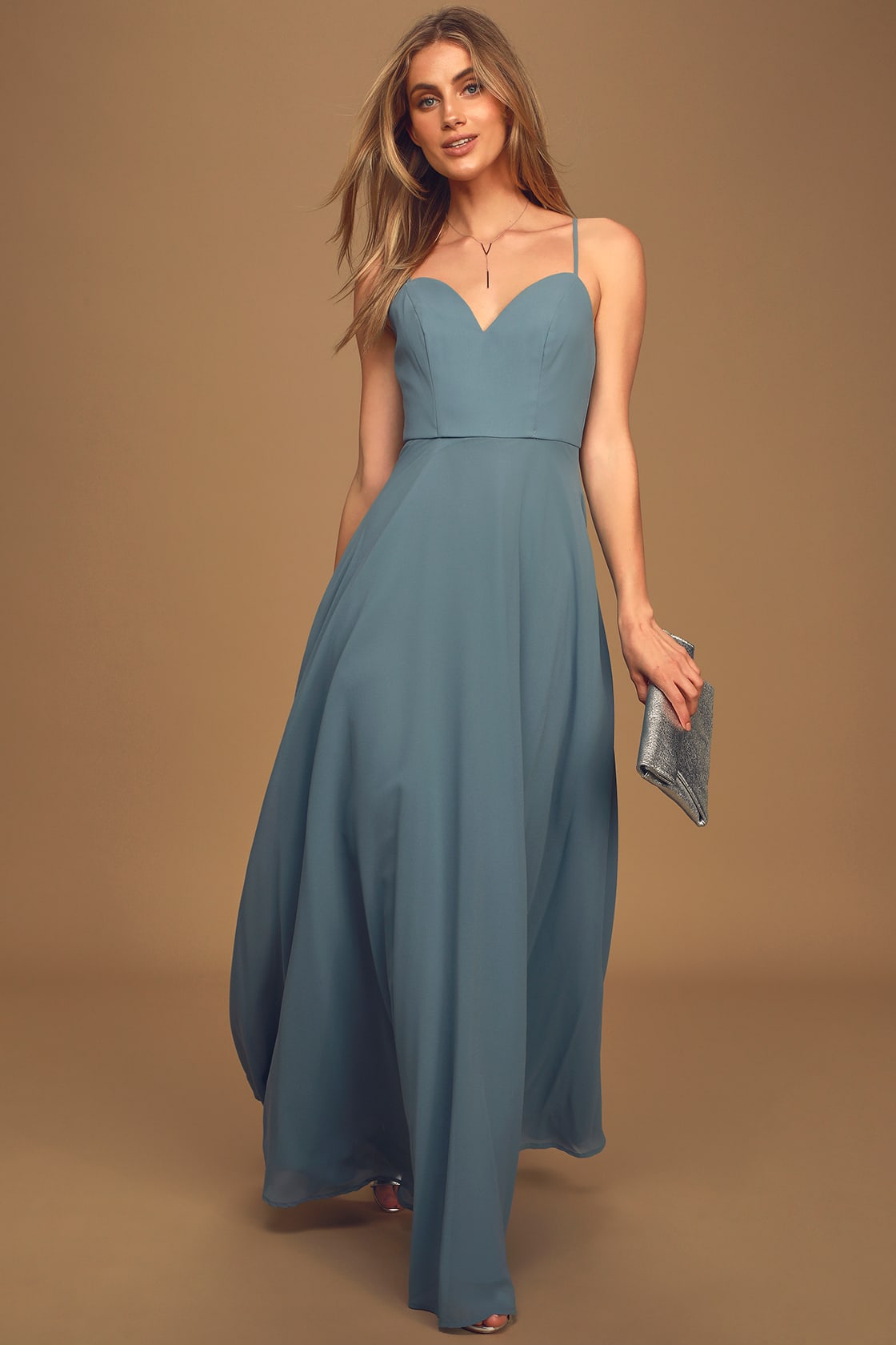 Capture My Heart Slate Blue Sleeveless Maxi Dress