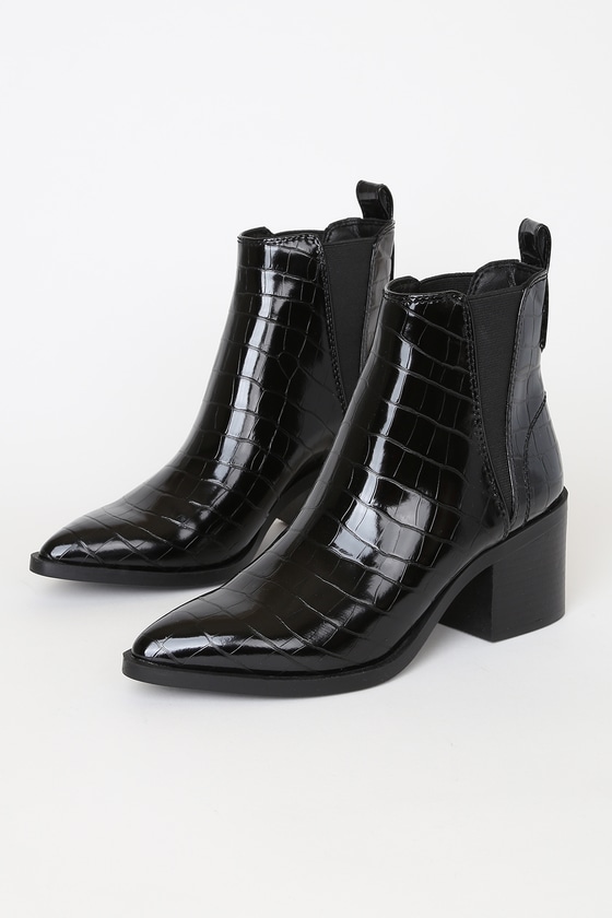 steve madden black crocodile boots