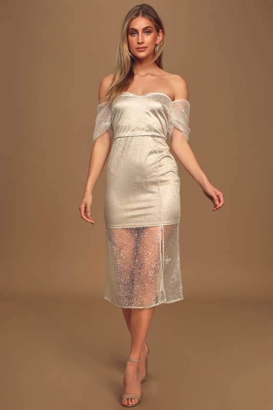 glitter mesh overlay dress