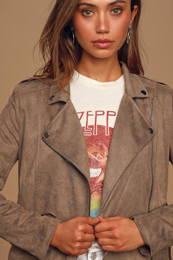 Back On The Road Charcoal Grey Suede Moto Jacket 4