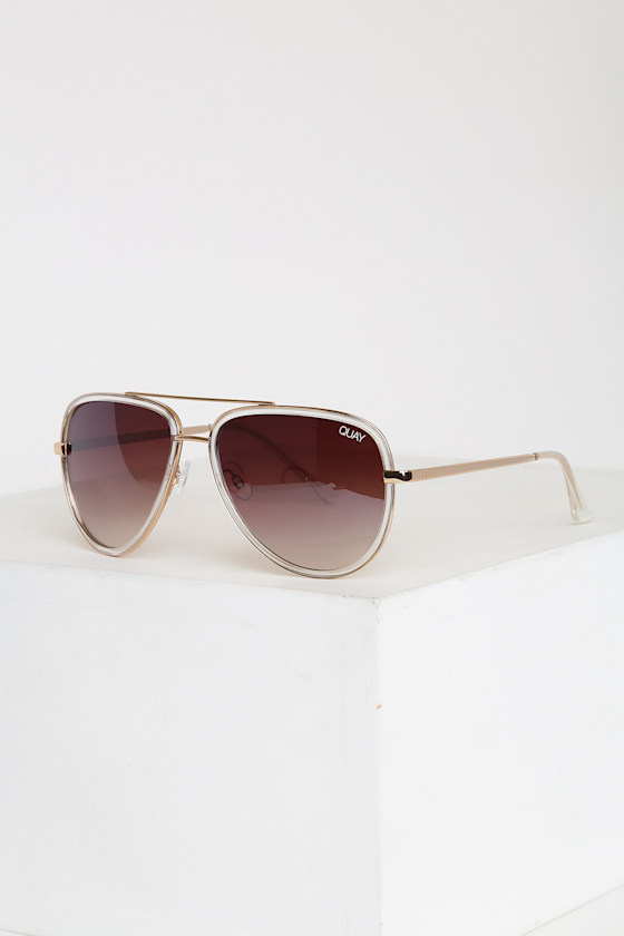 All In Gold and Brown Aviator Sunglasses 2