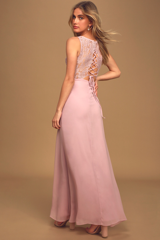 Falling in Love Dusty Lavender Lace Sleeveless Maxi Dress 3