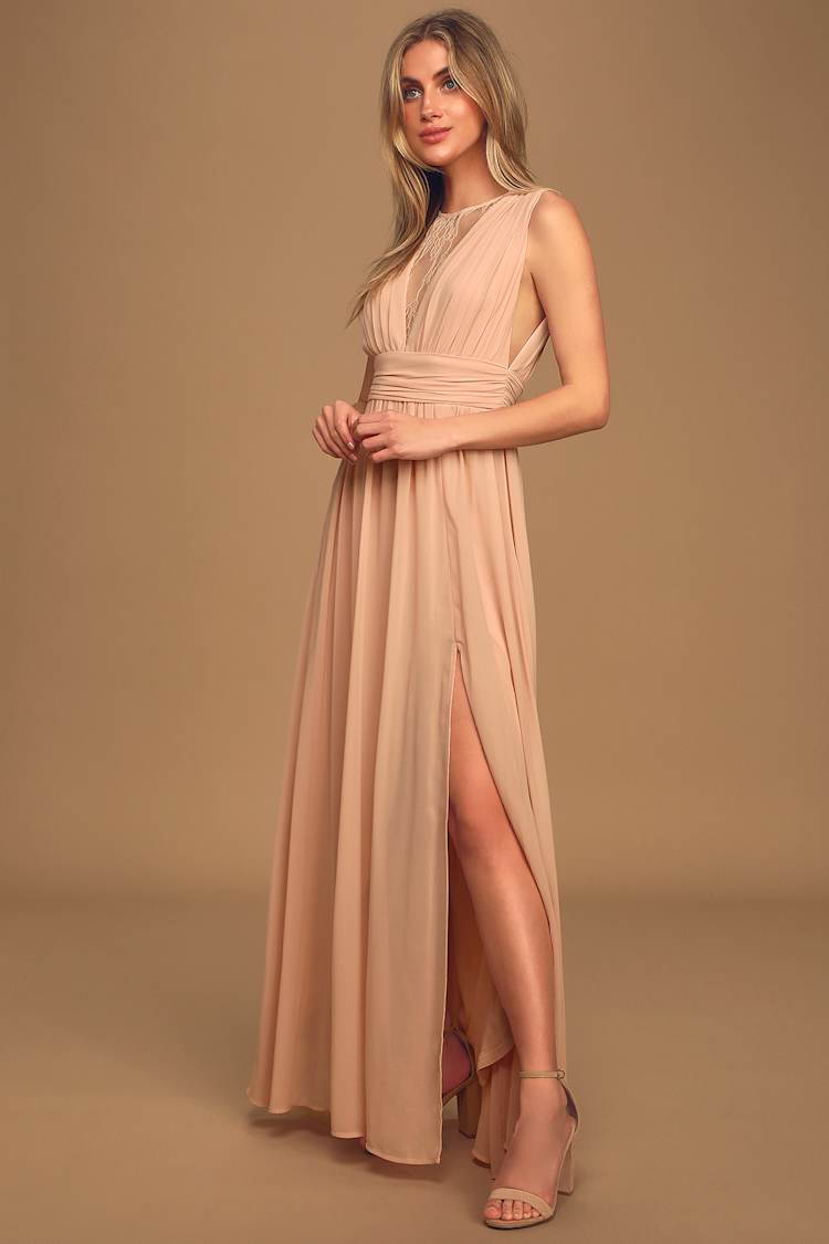 pink patterned bridesmaid dress Standard / XS Blush Pink V-Neck Floral Satin Bridesmaid Dress with Flutter Sleeves main image 1