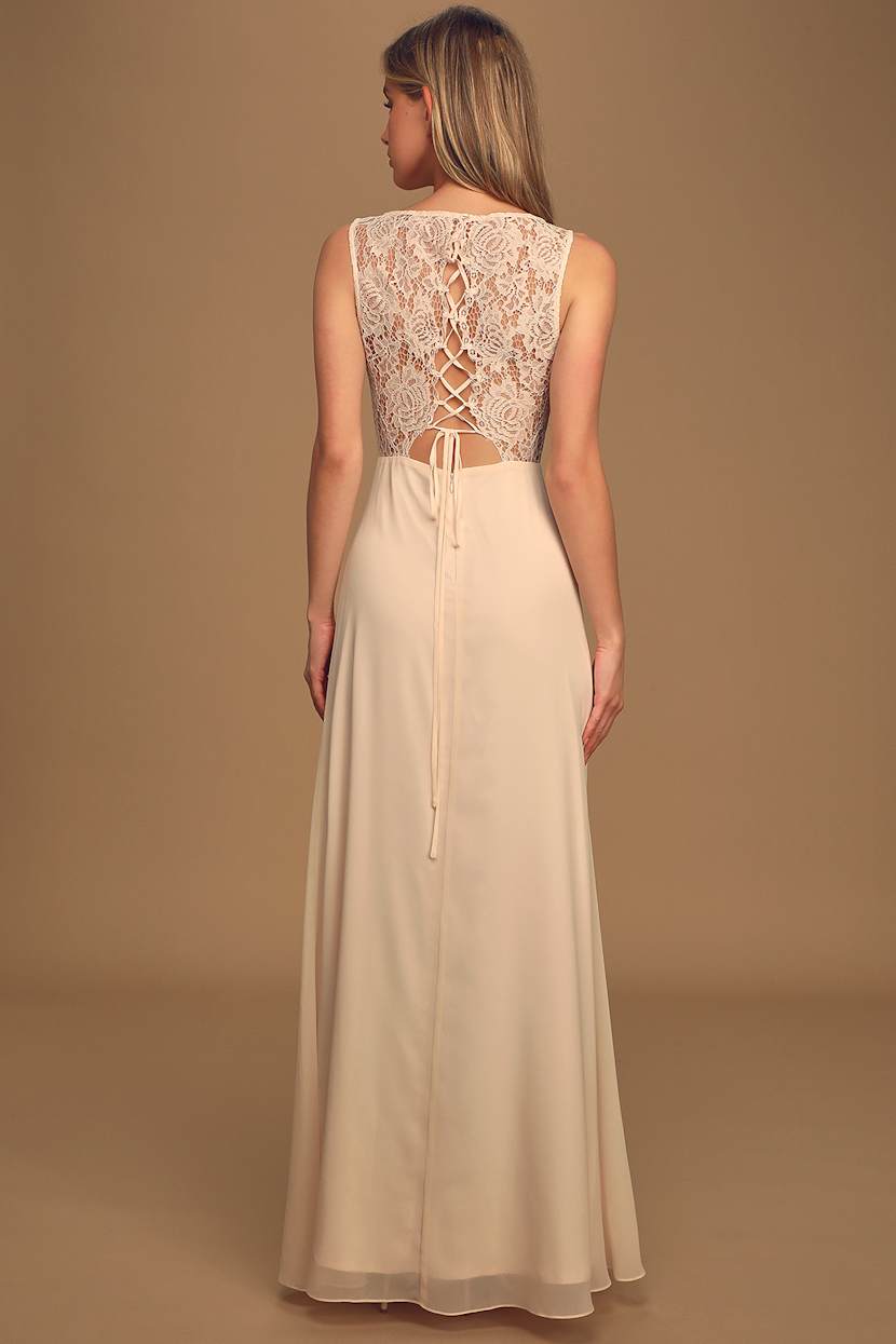 fitted lace wedding dress Nursing Collection: Falling in Love Cream Maxi Dress, X-Large - The Mint Julep Boutique main image 0