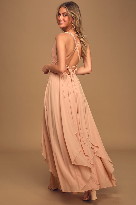 Yours Truly Blush Pleated Backless Maxi Dress 5