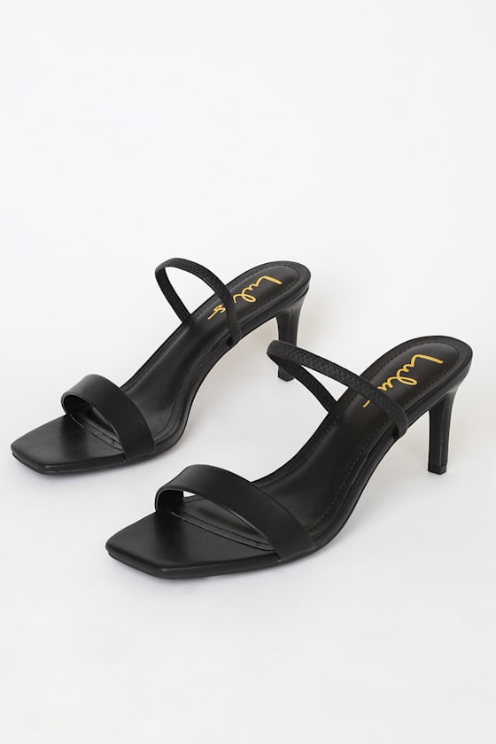 Kaylie Black Square Toe High Heel Sandals 5