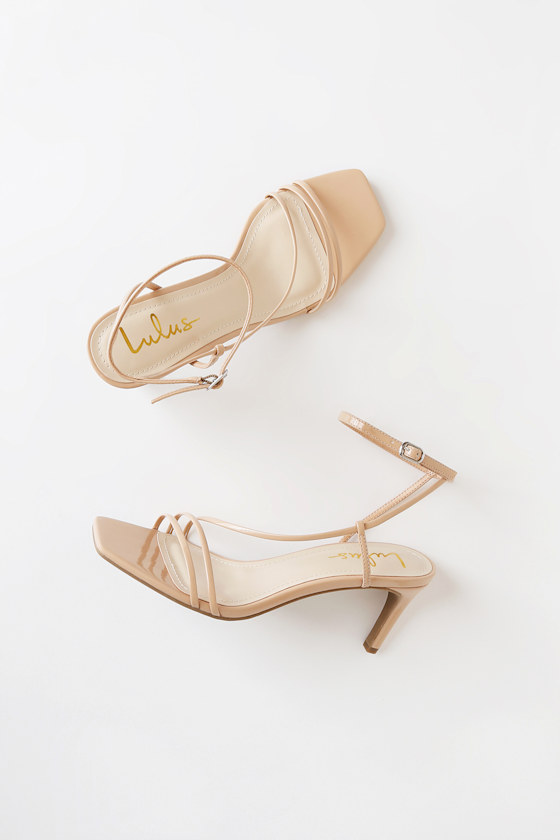 Ameera Nude Patent Ankle Strap Heels 5