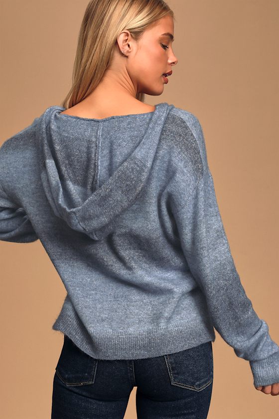 Coastal Cutie Blue Ombre Knit Hoodie 6