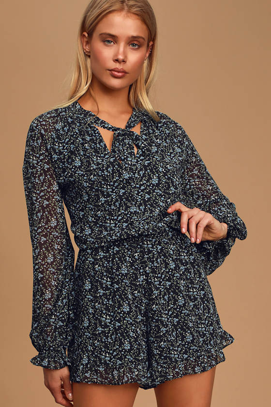 Love Tree Ditsy Floral Short Sleeve Romper