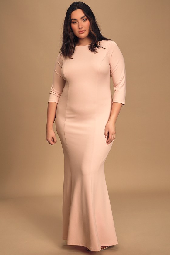 blush pink plus size maxi dress