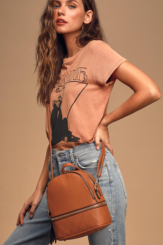Khloe Tan Pebbled Mini Backpack 1