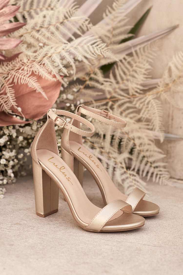 Sexy Rose Gold Heels - Ankle Strap Heels - Single Sole Heels - Lulus