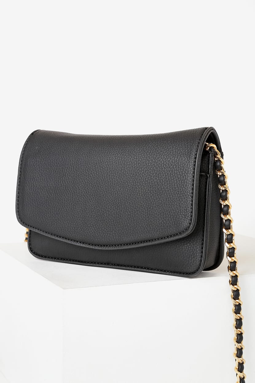 🖤🖤🖤 Women Mini Chevron Chain Crossbody Bag Leather Black