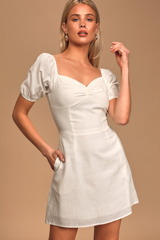 Still My Sunshine White Puff Sleeve Mini Dress 3