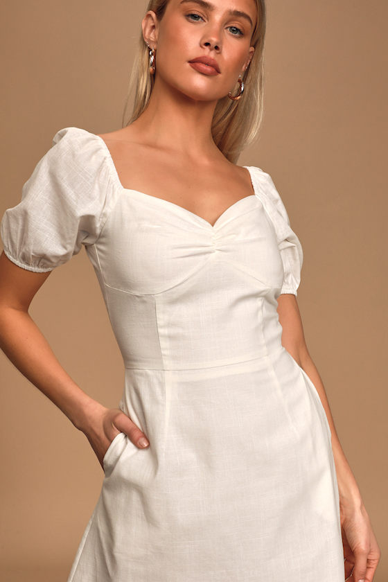 Still My Sunshine White Puff Sleeve Mini Dress 4