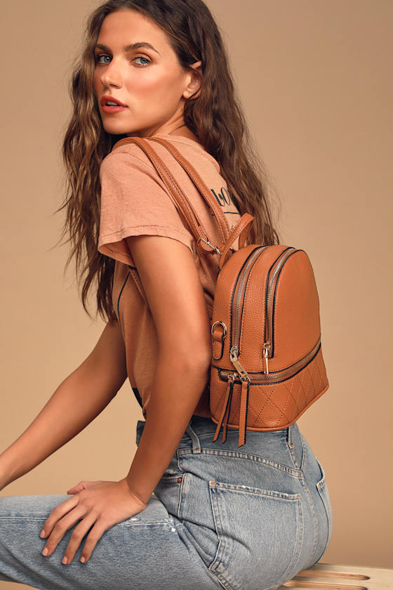 Khloe Tan Pebbled Mini Backpack 1