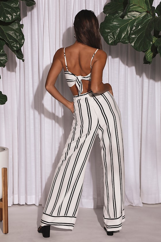 Coastal Living Black and White Striped Two-Piece Jumpsuit 7