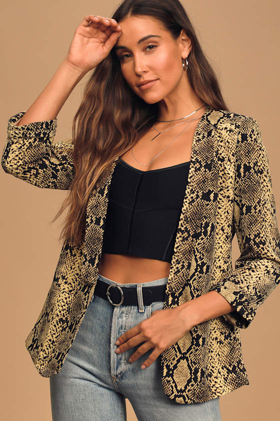 Confident Strides Brown Snake Print Blazer 2