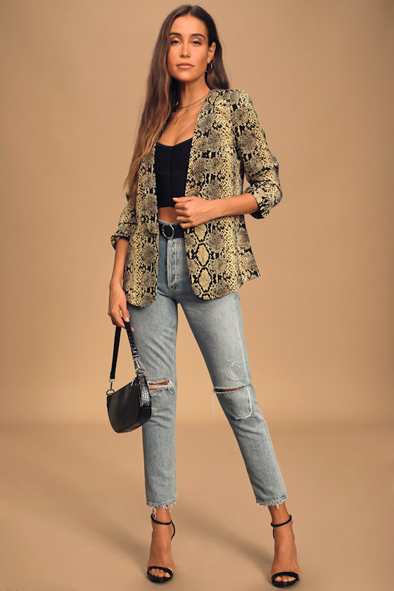 Confident Strides Brown Snake Print Blazer 1