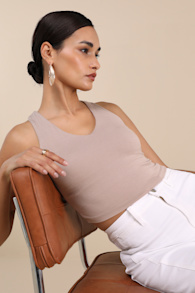 Feel Like Dancing Taupe Crop Top 1