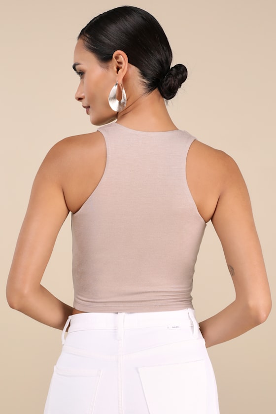 Feel Like Dancing Taupe Crop Top 3