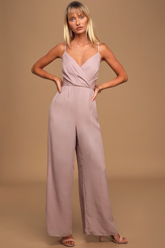 Lavender Jumpsuit Surplice Jumpsuit Sleeveless Jumpsuit Lulus