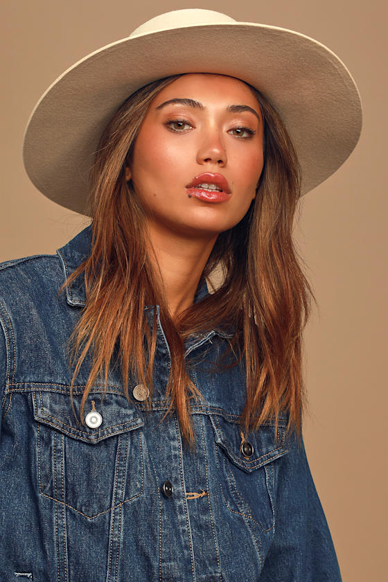 Juno Cream Wool Wide-Brimmed Boater Hat 5