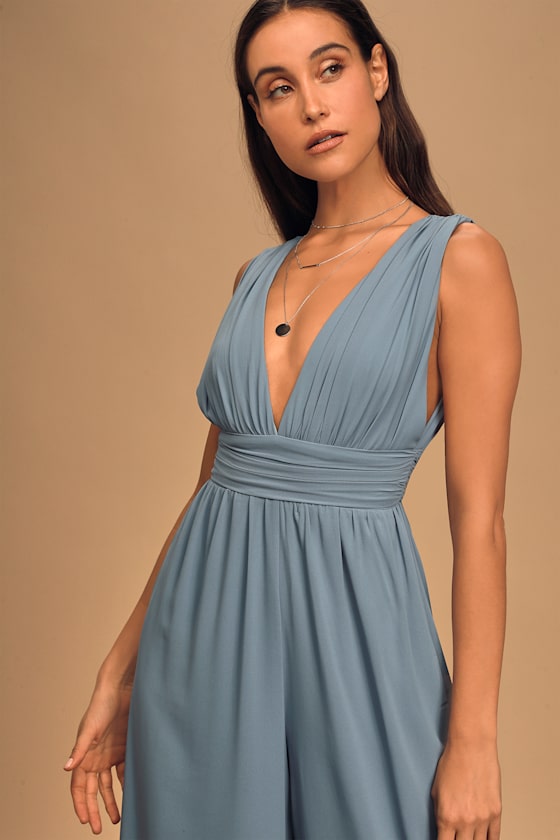 Divine Muse Slate Blue Wide-Leg Jumpsuit 2