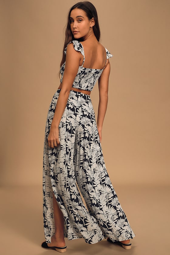 Sol Mates Black and White Print Wide-Leg Two-Piece Jumpsuit 5