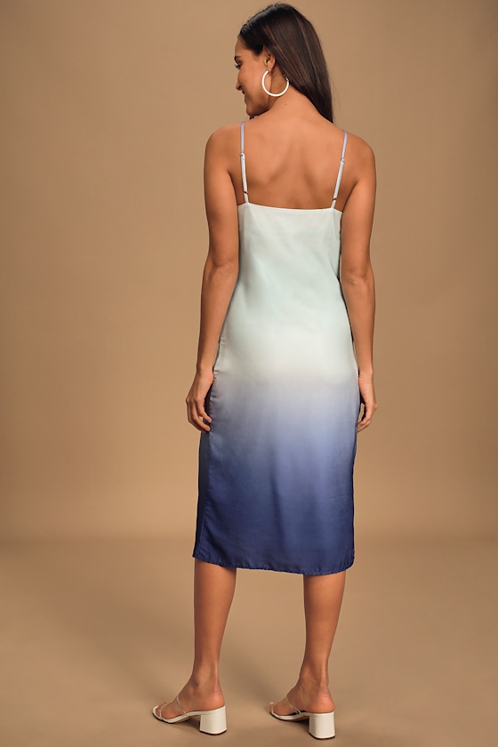 Rhea Blue Ombré Chiffon Slip Midi Dress 5