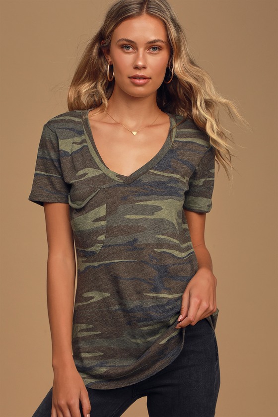 At Attention Green Camo Print Tee