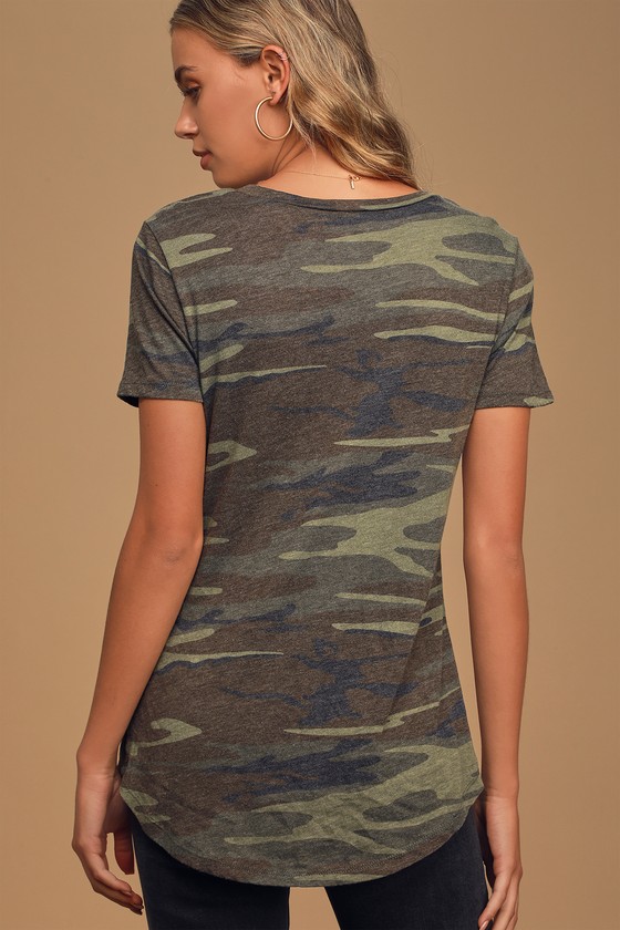 At Attention Green Camo Print Tee